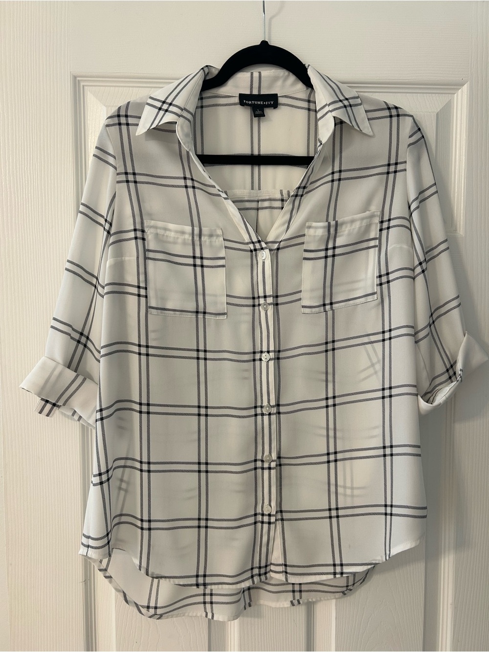 Fortune + Ivy White Plaid Button-Down Shirt